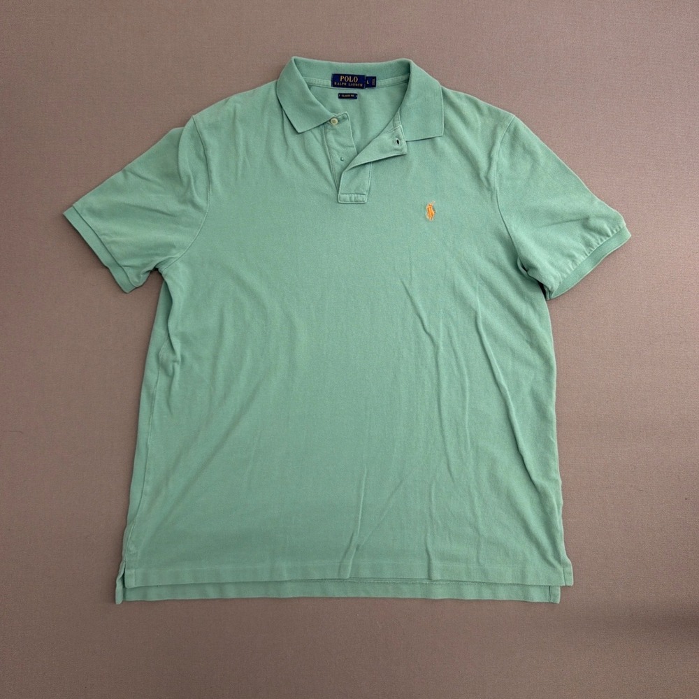 Polo Ralph Lauren Mens Classic Fit Short Sleeve Pique Polo Shirt Green Large